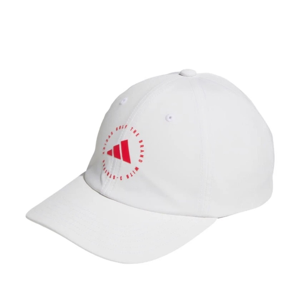 Adidas Women's Crisscross Open Back Panel White Cap with Red Logo
